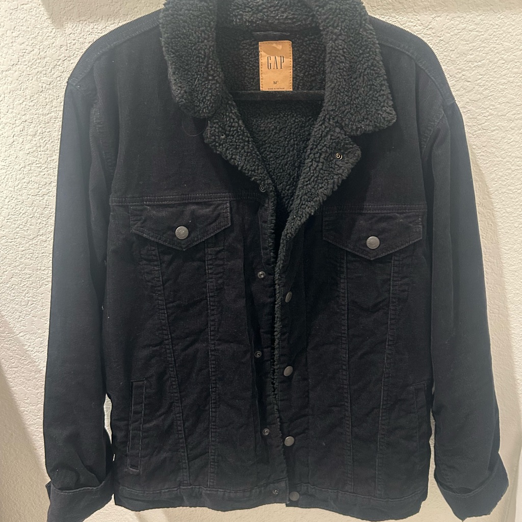 Gap Men's Dark Jacket With Sherpa Collar